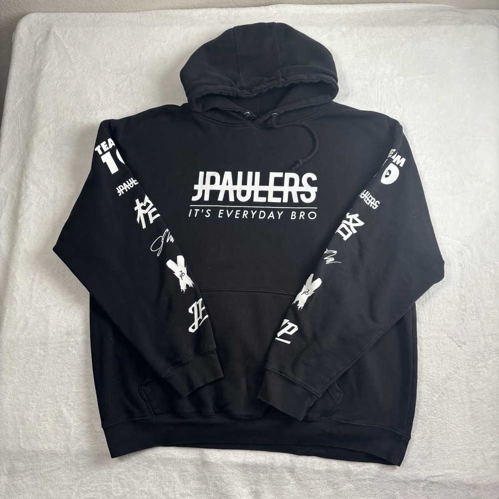Jake Paul It's Everyday Bro Black Long Sleeve Fleece Hoodie Men's 2XL